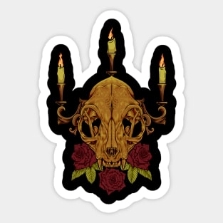 Roses and candles - Gothic cat skull Sticker